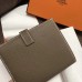 Hermes Bearn Compact Wallet In Taupe Grey Epsom Leather