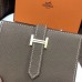 Hermes Bearn Compact Wallet In Taupe Grey Epsom Leather