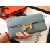 Hermes Blue Lin Epsom Constance Long Wallet