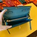 Hermes Kelly Classique To Go Wallet In Blue Du Nord Epsom Calfskin