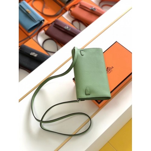 Replica Hermes Kelly Classique To Go Wallet In Vert Criquet Epsom