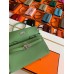 Hermes Kelly Classique To Go Wallet In Vert Criquet Epsom Calfskin