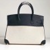Hermes Canvas Birkin 30cm 35cm Bag With Black Clemence Leather