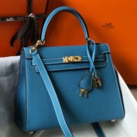 Hermes Epsom Kelly 25cm Sellier Handmade Blue Jean Bag Hermes Epsom Kelly 25cm Sellier Handmade Blue Jean Bag
