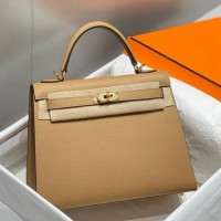 Hermes Kelly 25cm Sellier Bag In Chai Epsom Leather GHW Hermes Kelly 25cm Sellier Bag In Chai Epsom Leather GHW