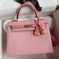 Hermes Kelly Sellier 25 Bicolor Bag in Rose Confetti and Lipstick Mysore Goatskin Hermes Kelly Sellier 25 Bicolor Bag in Rose Confetti and Lipstick Mysore Goatskin