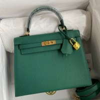 Hermes Kelly Sellier 25CM Handmade Bag In Malachite Epsom Calfskin Hermes Kelly Sellier 25CM Handmade Bag In Malachite Epsom Calfskin