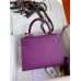 Hermes Kelly Sellier 25CM Handmade Bag In Anemone Epsom Calfskin