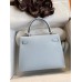 Hermes Kelly Sellier 25CM Handmade Bag In Blue Brume Epsom Calfskin