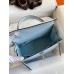 Hermes Kelly Sellier 25CM Handmade Bag In Blue Brume Epsom Calfskin