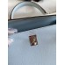 Hermes Kelly Sellier 25CM Handmade Bag In Blue Brume Epsom Calfskin