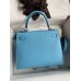 Hermes Kelly Sellier 25 Handmade Bag In Blue Candy Epsom Calfskin