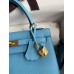 Hermes Kelly Sellier 25 Handmade Bag In Blue Candy Epsom Calfskin