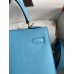 Hermes Kelly Sellier 25 Handmade Bag In Blue Candy Epsom Calfskin