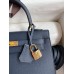 Hermes Kelly Sellier 25cm Handmade Bag In Blue Indigo Epsom Calfskin