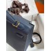 Hermes Kelly Sellier 25cm Handmade Bag In Blue Indigo Epsom Calfskin