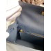 Hermes Kelly Sellier 25cm Handmade Bag In Blue Indigo Epsom Calfskin