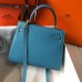 Hermes Epsom Kelly 25cm Sellier Handmade Blue Jean Bag