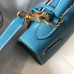 Hermes Epsom Kelly 25cm Sellier Handmade Blue Jean Bag