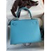 Hermes Kelly Sellier 25 Handmade Bag In Blue du Nord Epsom Calfskin