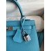 Hermes Kelly Sellier 25 Handmade Bag In Blue du Nord Epsom Calfskin