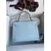 Hermes Kelly Sellier 25CM Handmade Bag In Celeste Epsom Calfskin