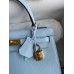 Hermes Kelly Sellier 25CM Handmade Bag In Celeste Epsom Calfskin