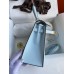 Hermes Kelly Sellier 25CM Handmade Bag In Celeste Epsom Calfskin
