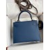 Hermes Kelly Sellier 25CM Handmade Bag In Deep Blue Epsom Calfskin