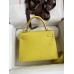 Hermes Kelly Sellier 25 Handmade Bag In Lime Epsom Calfskin