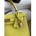 Hermes Kelly Sellier 25 Handmade Bag In Lime Epsom Calfskin