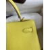 Hermes Kelly Sellier 25 Handmade Bag In Lime Epsom Calfskin