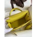 Hermes Kelly Sellier 25 Handmade Bag In Lime Epsom Calfskin