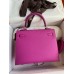 Hermes Kelly Sellier 25 Handmade Bag In Magnolia Epsom Calfskin