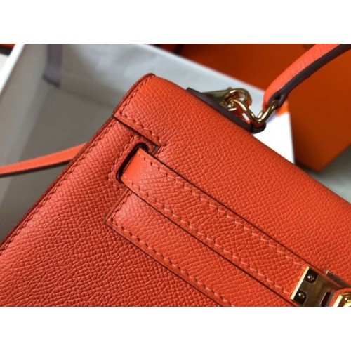 Replica Hermes Kelly Danse Handmade Bag In Orange Swift Leather