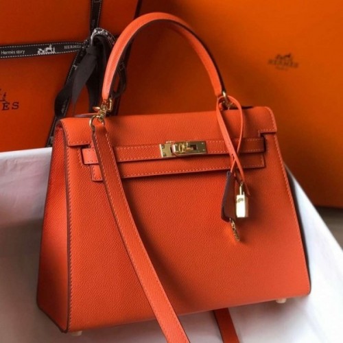 Hermes Kelly MINI Sellier 20 cm Poppy Orange Chevre Gold Hardware Bag