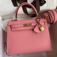 Hermes Kelly Sellier 25cm Handmade Bag In Rose Confetti Epsom Calfskin