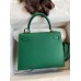 Hermes Kelly Sellier 25cm Handmade Bag In Vert Vertigo Epsom Calfskin