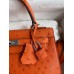 Hermes Kelly Sellier 25 Handmade Bag In Orange Ostrich Leather