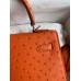 Hermes Kelly Sellier 25 Handmade Bag In Orange Ostrich Leather