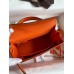 Hermes Kelly Sellier 25 Handmade Bag In Orange Ostrich Leather