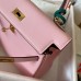 Hermes Kelly Retourne 25 Handmade Bag In Pink Swift Calfskin