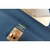 Hermes Kelly 25cm Retourne Bag In Agate Blue Clemence Leather