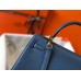 Hermes Kelly 25cm Retourne Bag In Agate Blue Clemence Leather