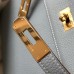 Hermes Blue Lin Clemence Kelly 25cm GHW Bag