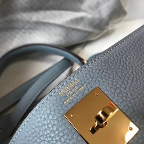 Replica Hermes Birkin 25cm Bag In Blue Lin Clemence Leather GHW