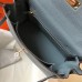 Hermes Blue Lin Clemence Kelly 25cm GHW Bag