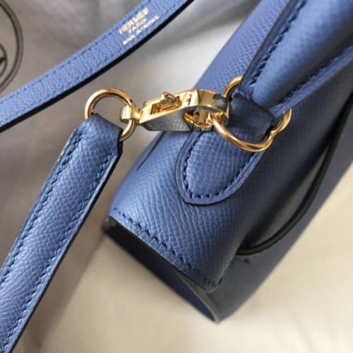 Replica Hermes Kelly Sellier 25 Bicolor Bag in Gris Agate and Blue