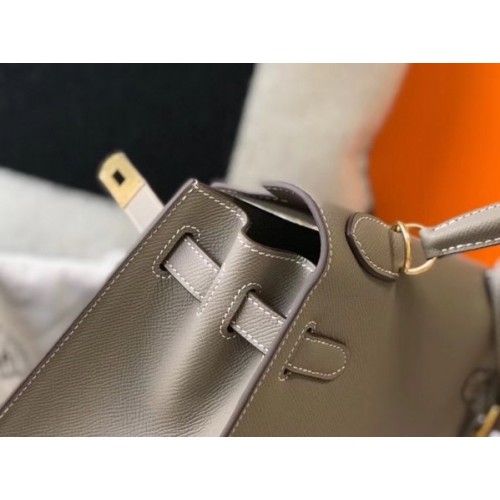 Replica Hermes Kelly 25cm Sellier Bag In Gris Asphalt Epsom Leather