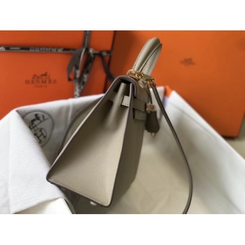 Replica Hermes Kelly 25cm Sellier Bag In White Epsom Leather